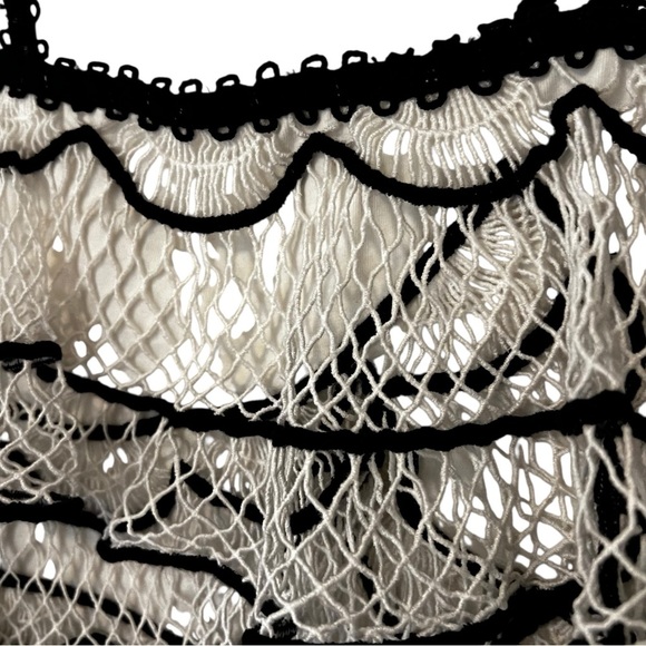 By Anthropologie Lacey Embroidered Doily Ruffled Boho Retro Tank Top S - Picture 11 of 16